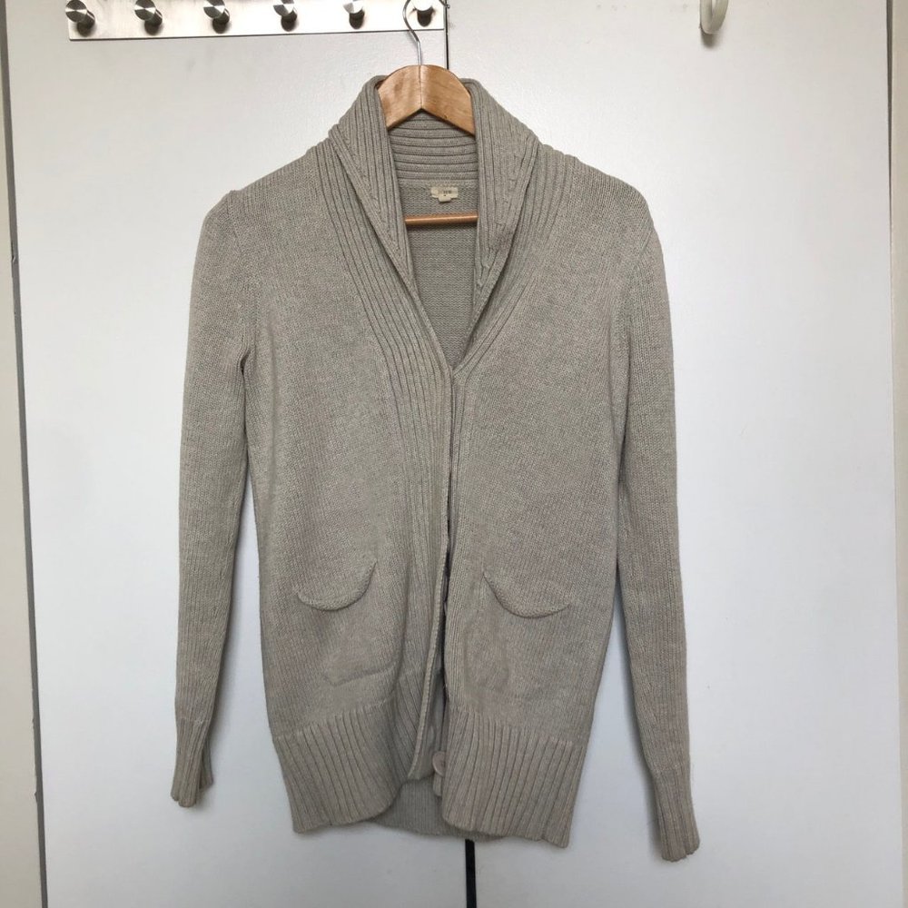 J. Crew Shawl Sweater. Beige. Size Small